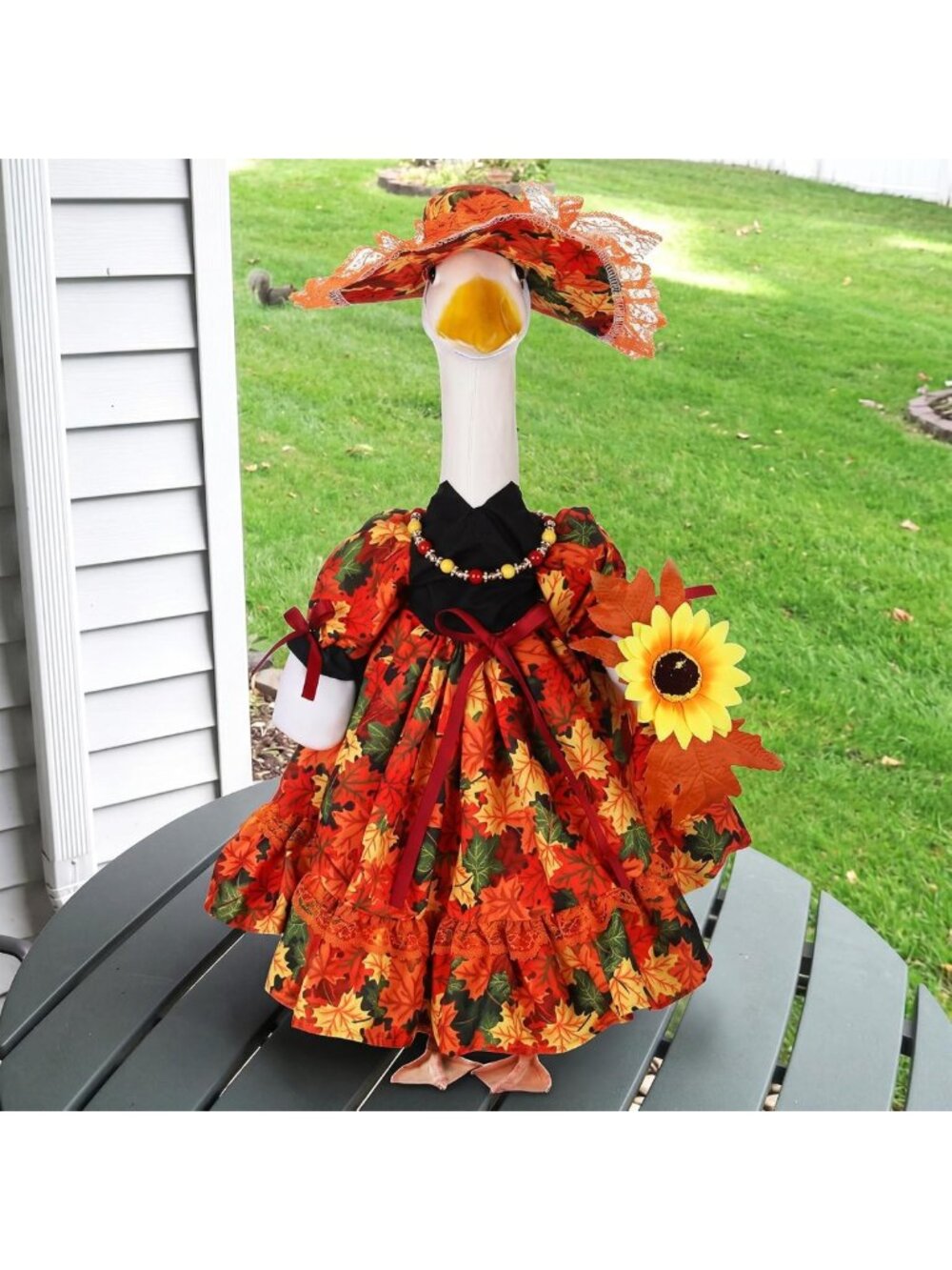 Autumn Maple Goose Costume for Fall Decor | Adorable Porch Outfit